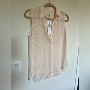 Vince sleeveless silk blouse, size 4, off white/rosewood pink